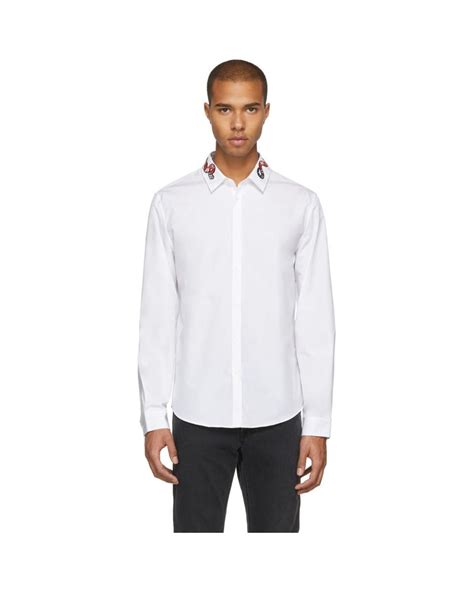 Gucci White Snake Collar Shirt for Men 